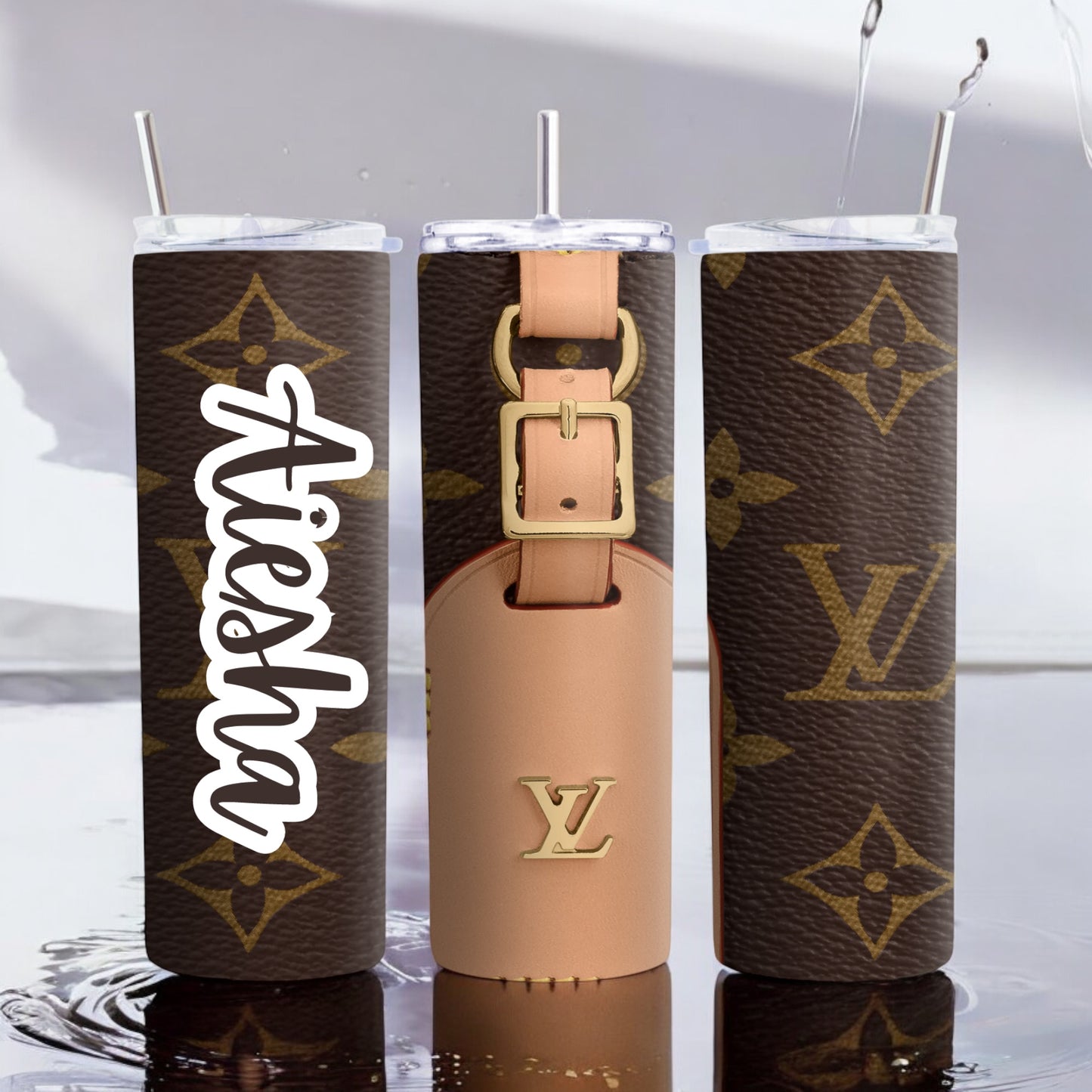 Designer Inspired Sublimation Tumbler, Luxury Tumbler, Tumbler 20oz Skinny, Skinny Tumbler 20oz ,Logo Tumbler, Fashion Brand Logo, Tumbler