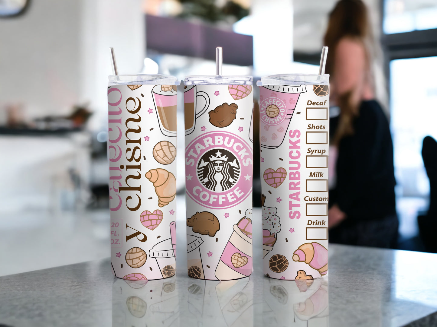 Cafecito Y Chismo Vaso flaco de 20 oz