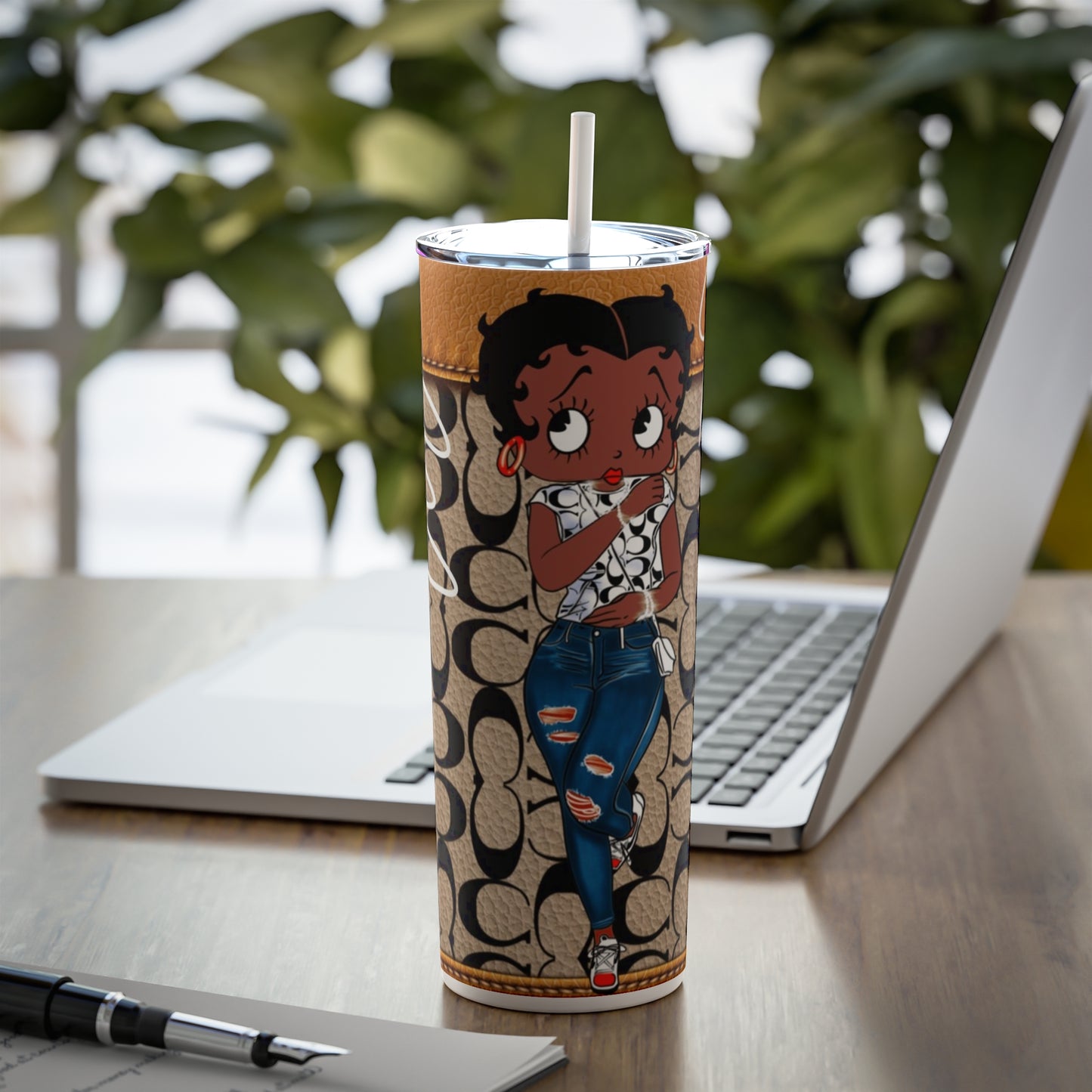 Vaso de acero delgado con pajita, 20 oz