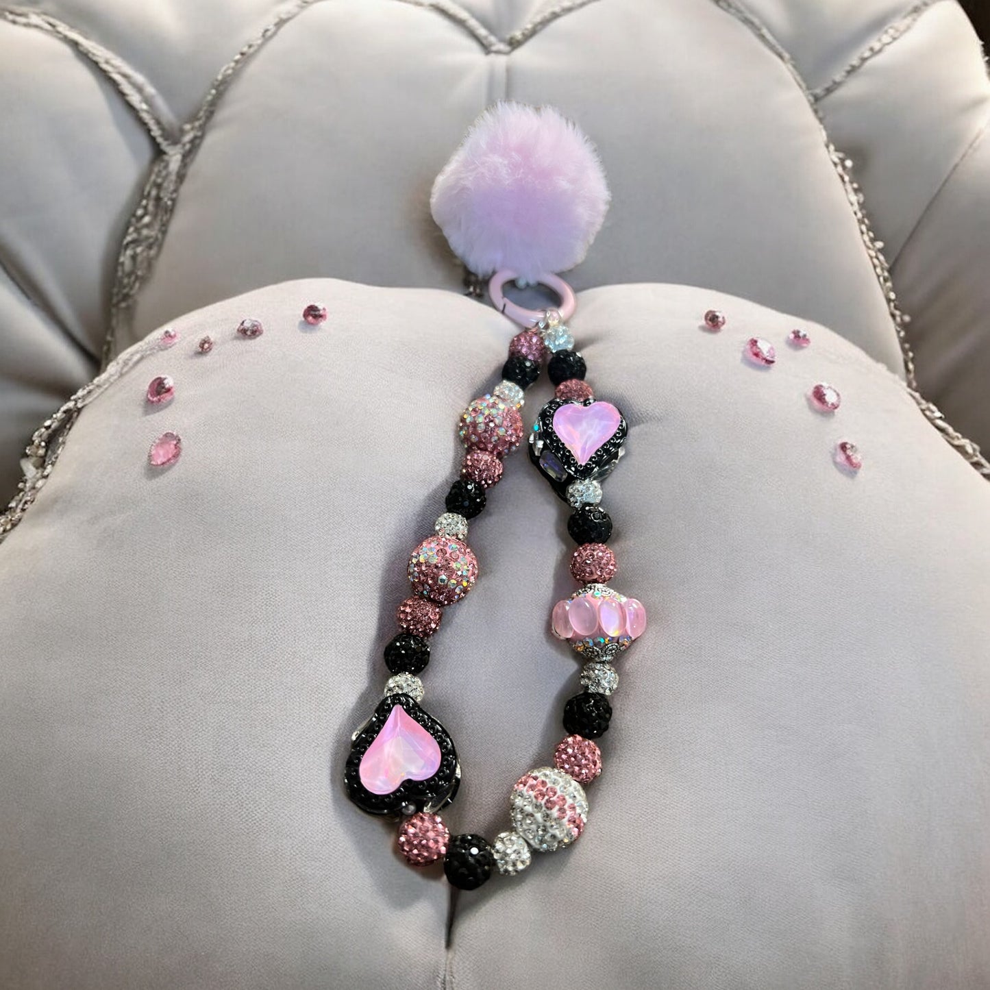 Black & Pink Fusion Keychain Wristlet