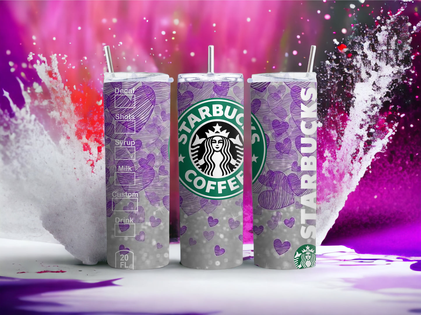 Vaso delgado morado inspirado en Starbucks