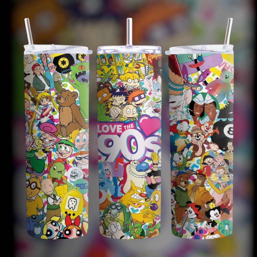 Vaso estrecho con temática nostálgica de los años 90