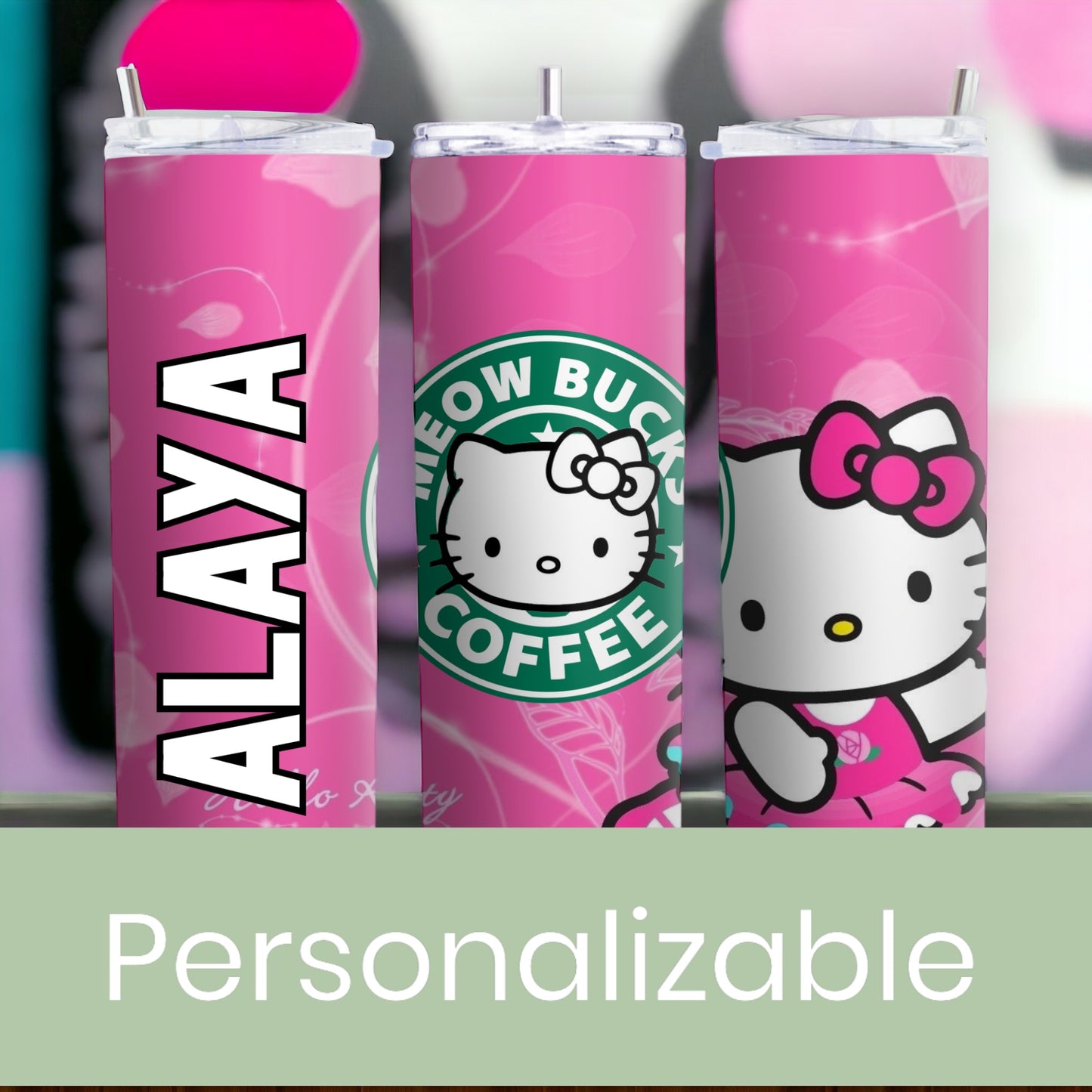 Vaso delgado personalizable de Hello Kitty de 20 oz