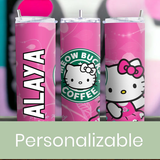 Vaso delgado personalizable de Hello Kitty de 20 oz