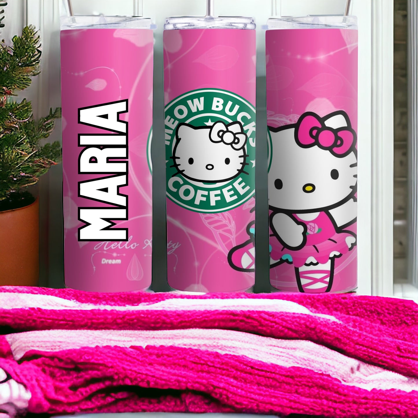 Vaso delgado personalizable de Hello Kitty de 20 oz