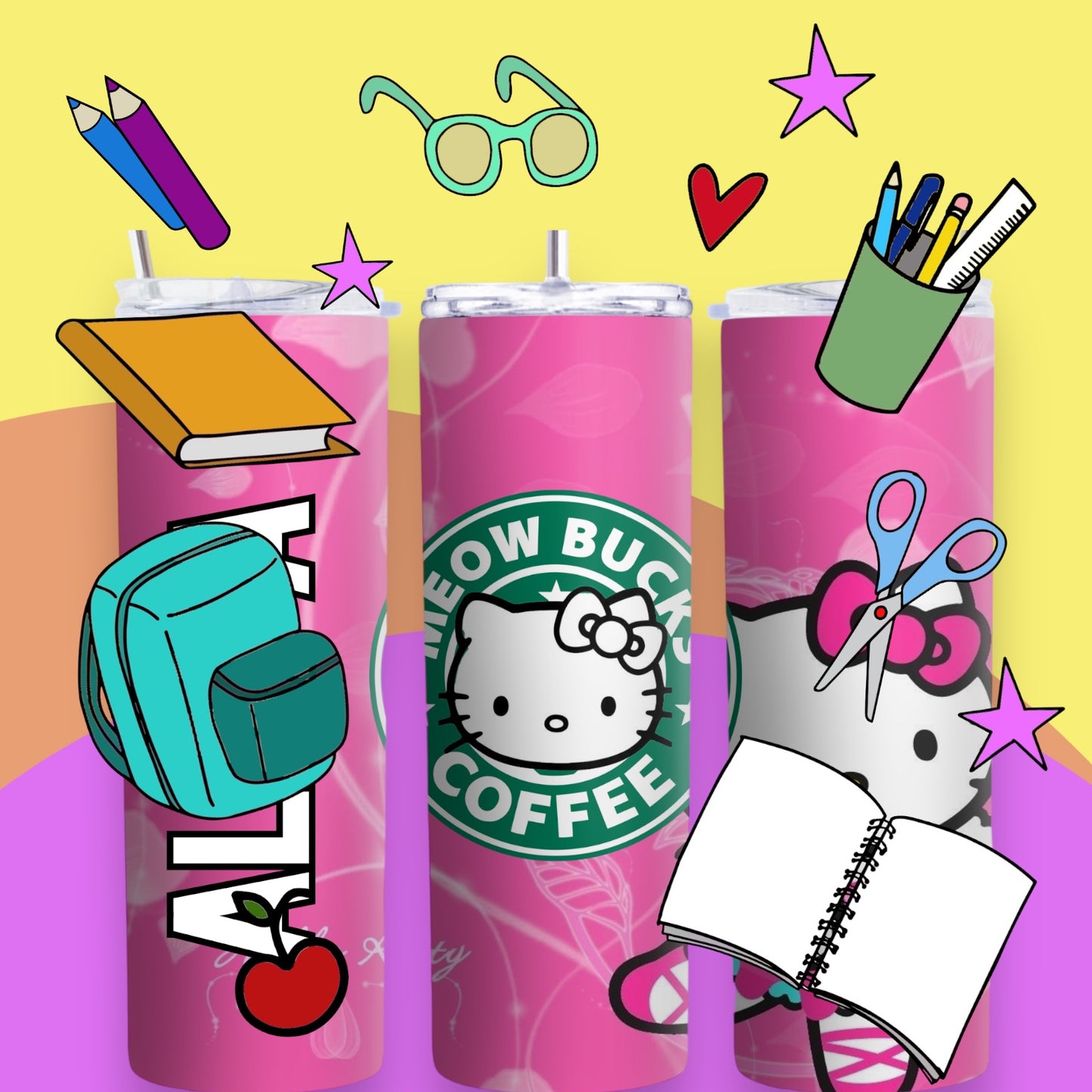 Vaso delgado personalizable de Hello Kitty de 20 oz