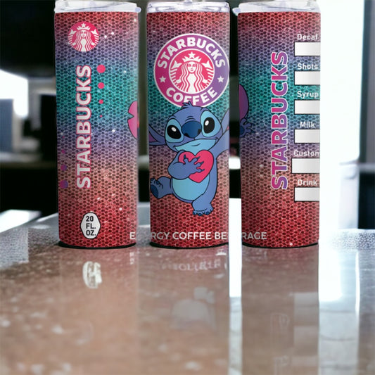 Vaso delgado colorido de 20 oz con puntadas