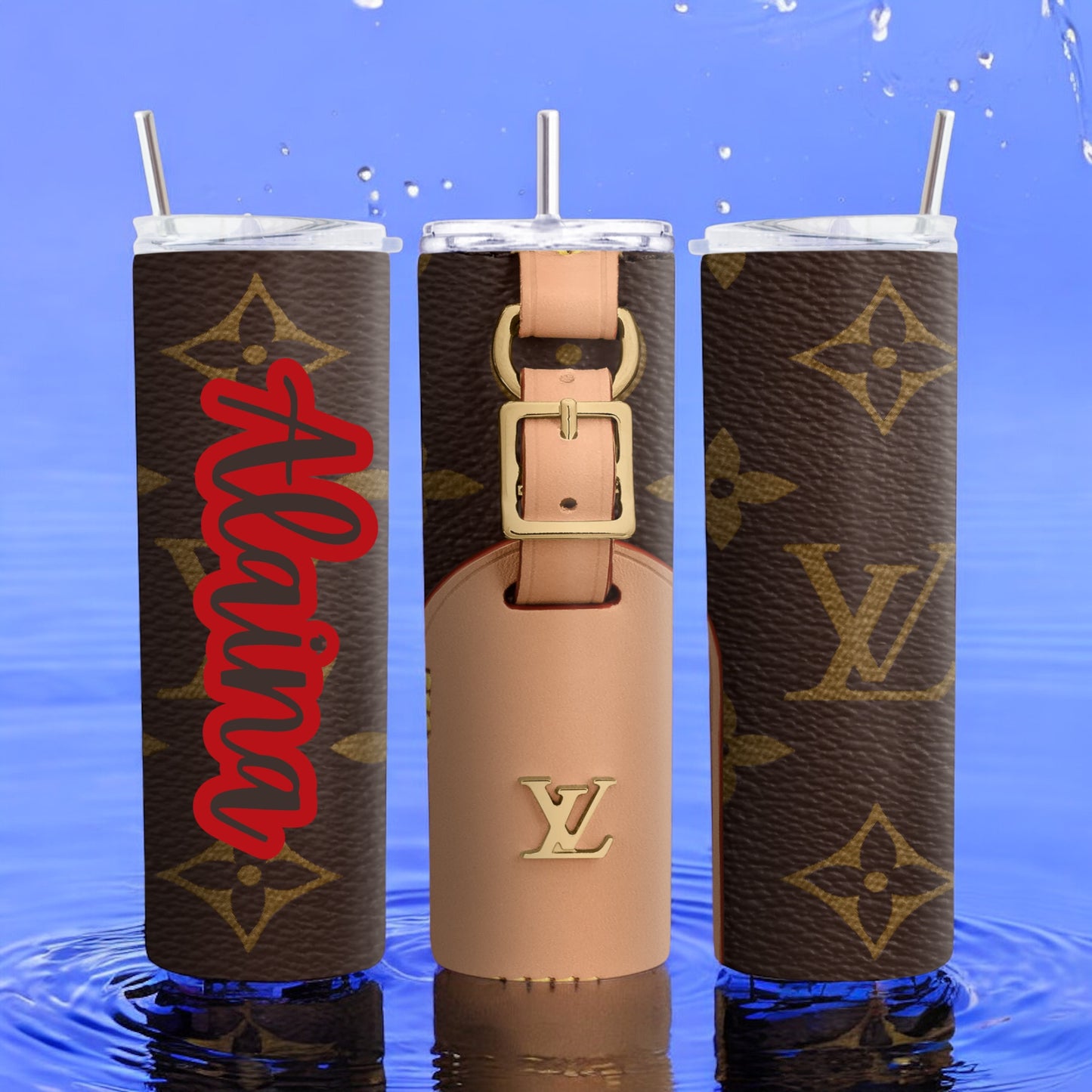 Designer Inspired Sublimation Tumbler, Luxury Tumbler, Tumbler 20oz Skinny, Skinny Tumbler 20oz ,Logo Tumbler, Fashion Brand Logo, Tumbler