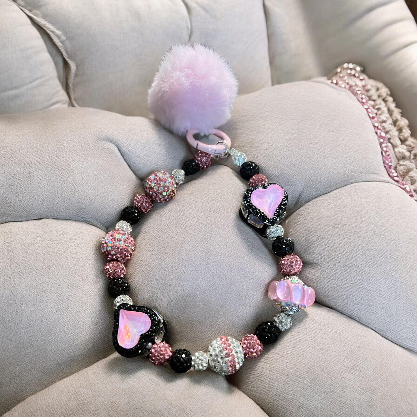 Black & Pink Fusion Keychain Wristlet