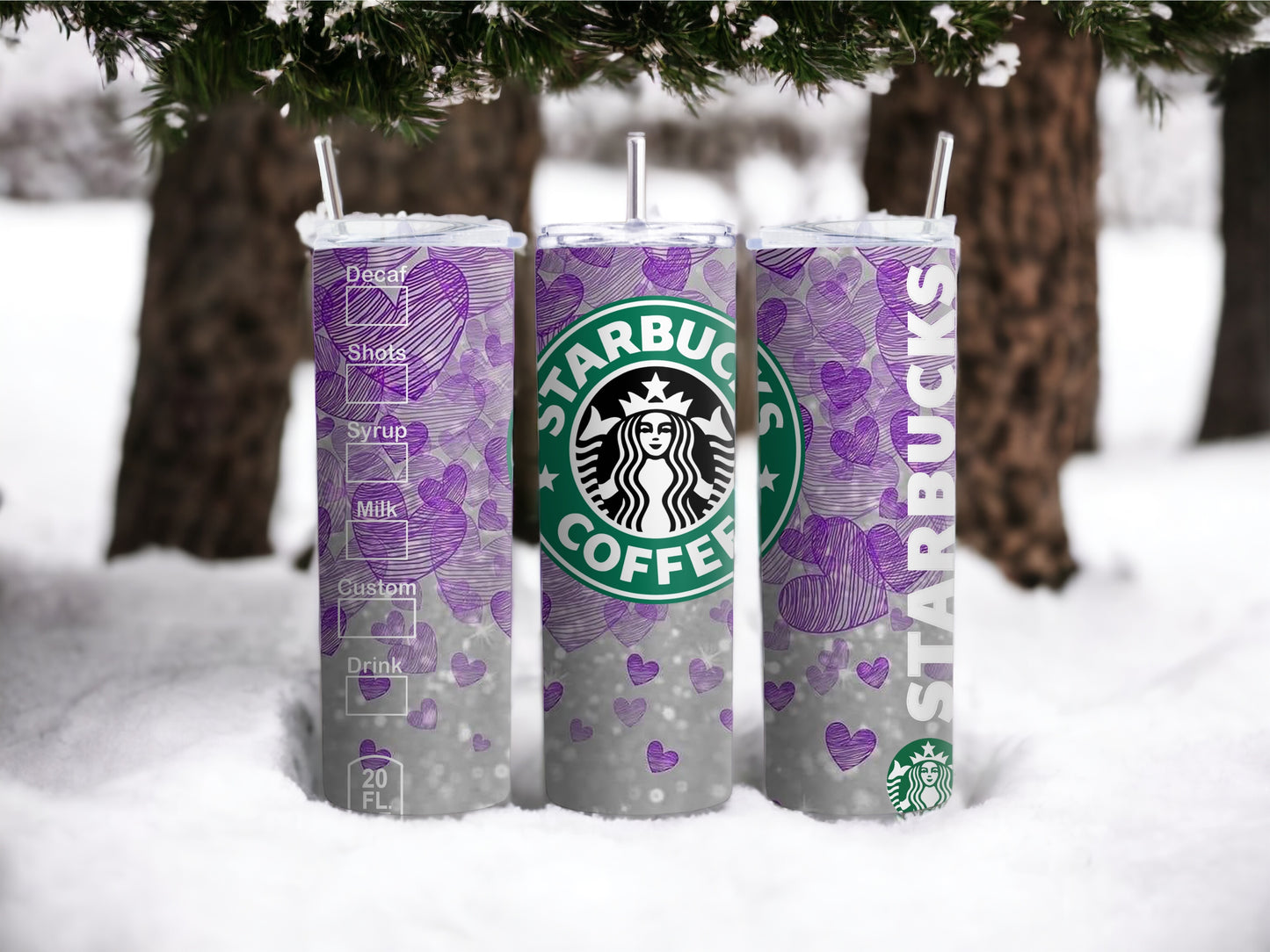 Vaso delgado morado inspirado en Starbucks