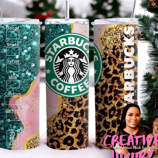 Vaso estrecho de 20 oz con logotipo de leopardo