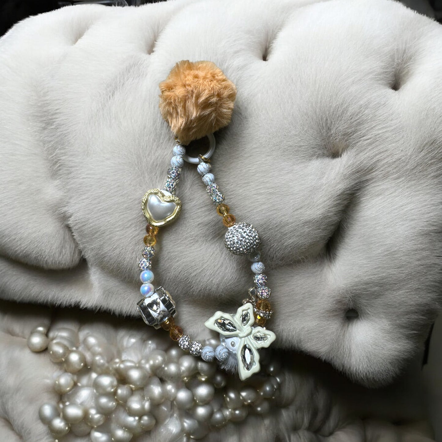 White ButterFly Keychain Wristlet