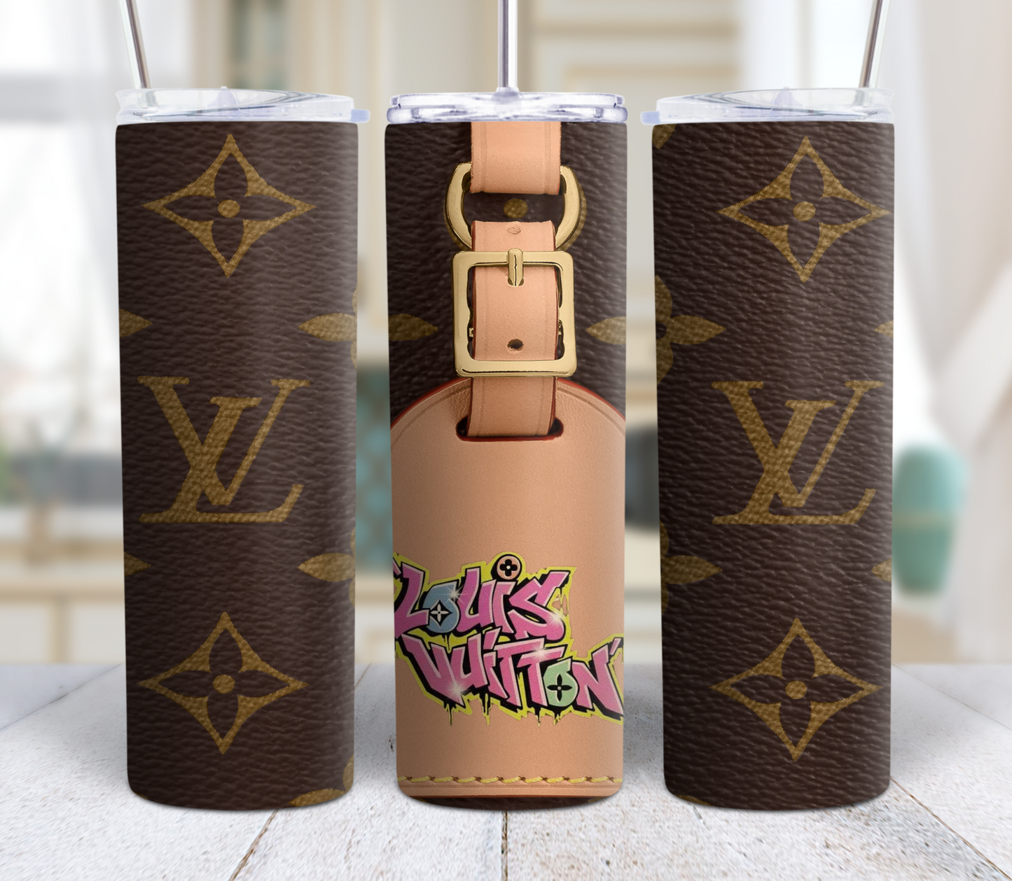 Designer Inspired, Luxury Tumbler, Tumbler 20oz Skinny, Skinny Tumbler 20oz ,Logo Tumbler, Fashion Brand Logo, Tumbler