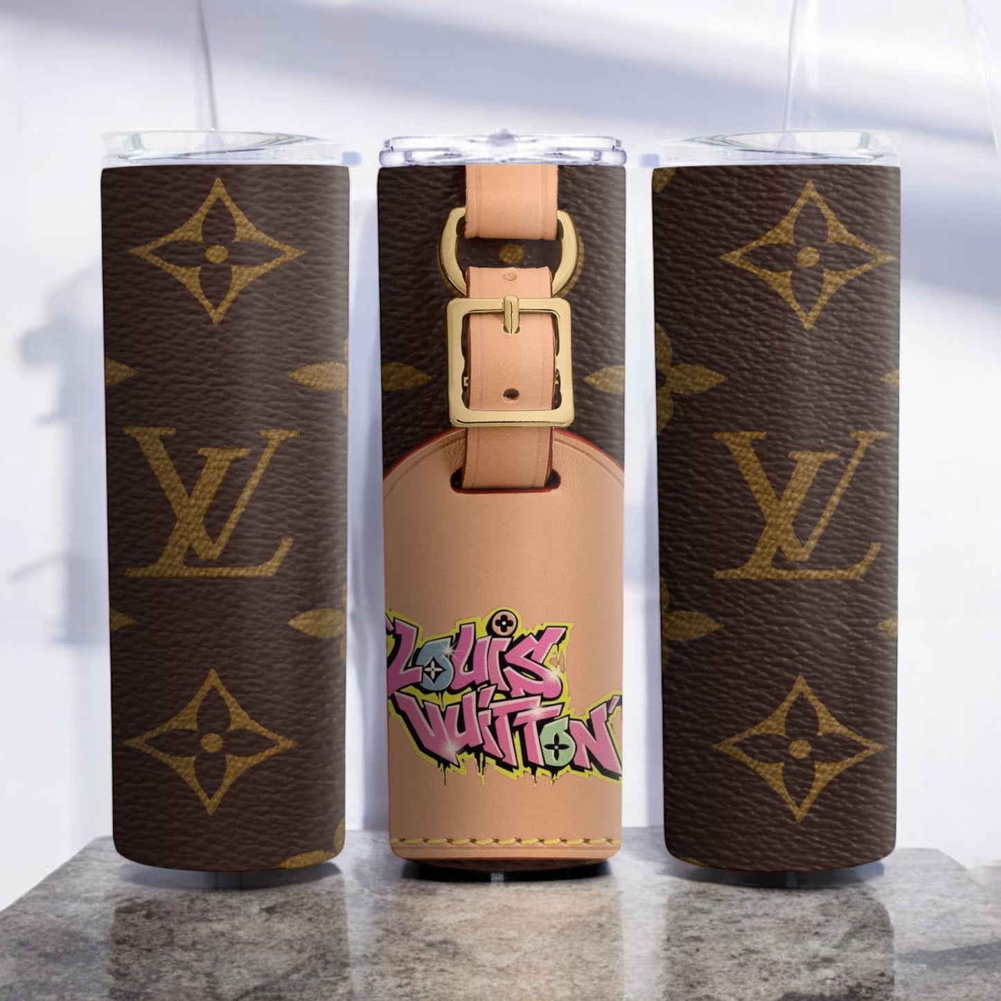 Designer Inspired, Luxury Tumbler, Tumbler 20oz Skinny, Skinny Tumbler 20oz ,Logo Tumbler, Fashion Brand Logo, Tumbler