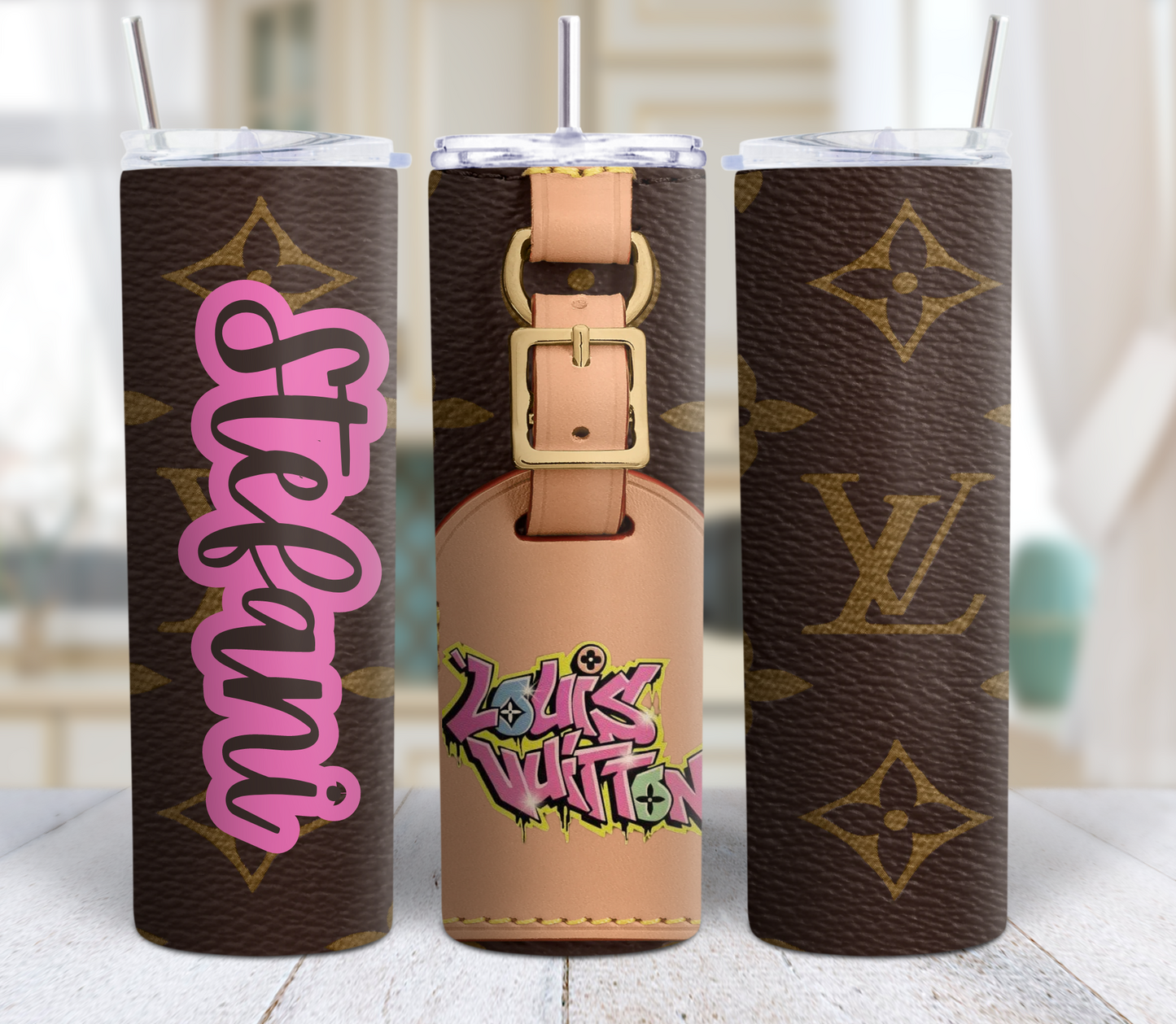 Designer Inspired, Luxury Tumbler, Tumbler 20oz Skinny, Skinny Tumbler 20oz ,Logo Tumbler, Fashion Brand Logo, Tumbler