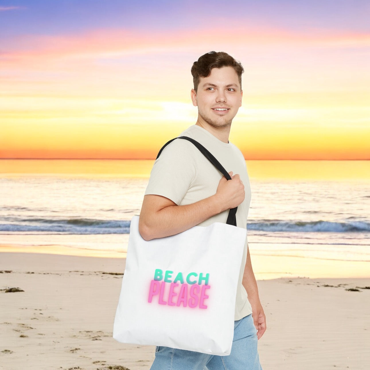 Large “Beach Please” Tote Bag