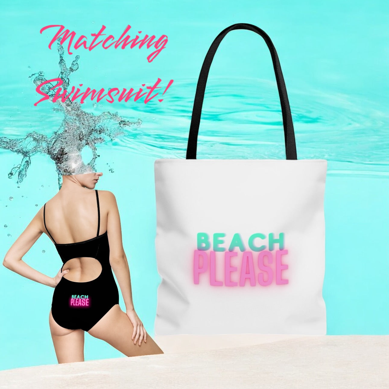 Large “Beach Please” Tote Bag