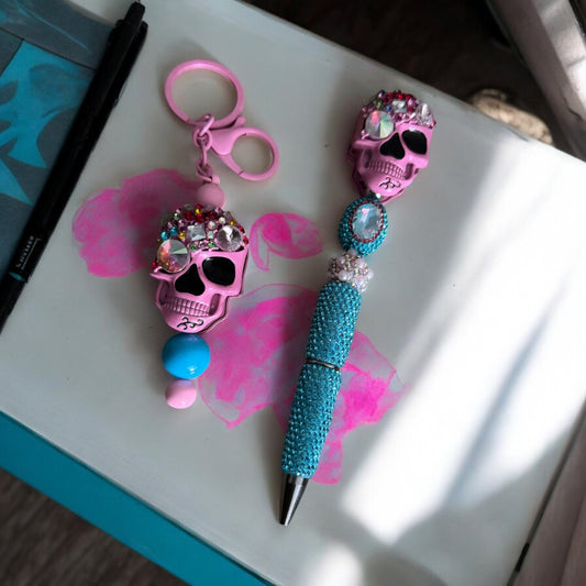 Skull Pen & Keychain Set