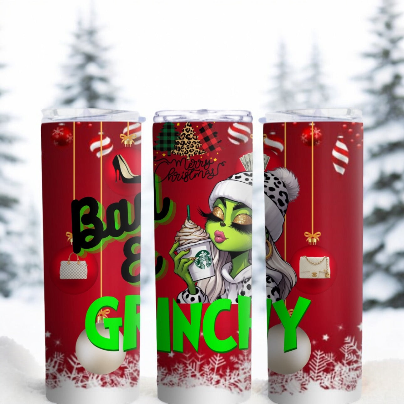 “Bad & Grinchy” 20oz Christmas Tumbler - Perfect Holiday Gift!