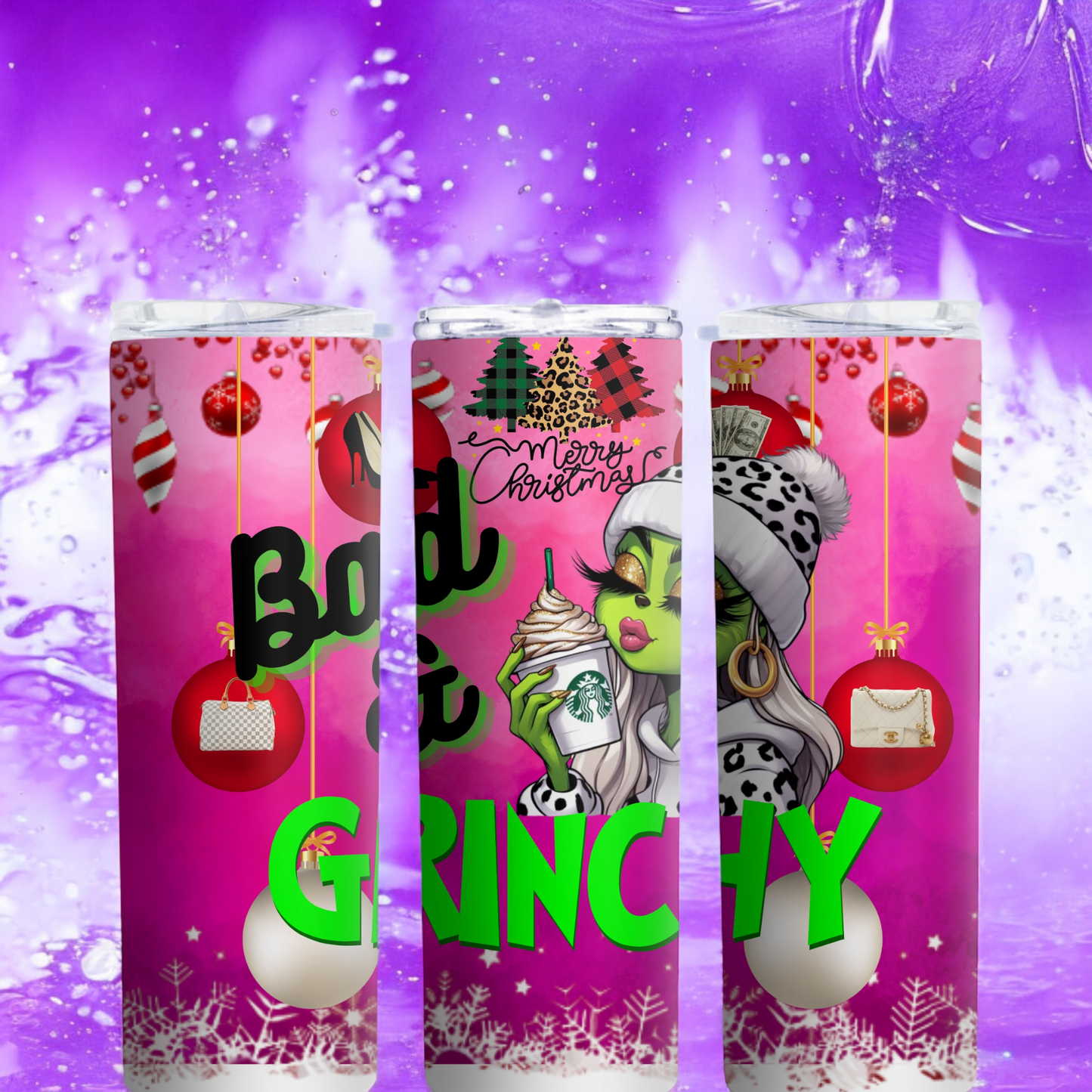 “Bad & Grinchy” 20oz Christmas Tumbler - Perfect Holiday Gift!