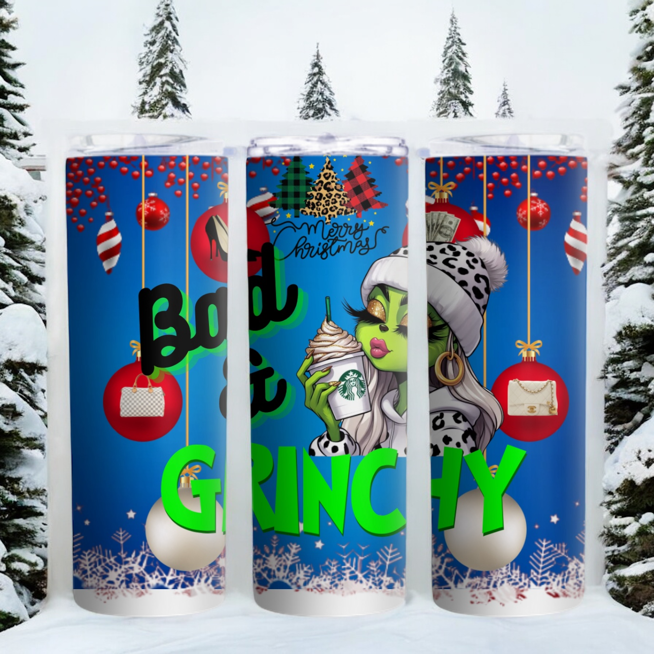 “Bad & Grinchy” 20oz Christmas Tumbler - Perfect Holiday Gift!