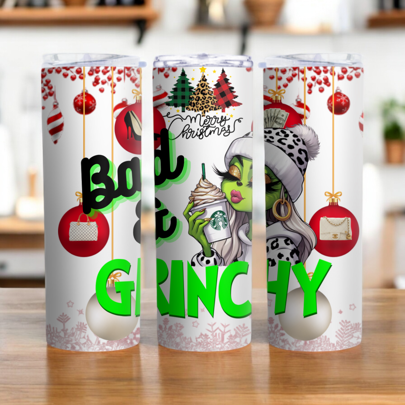 “Bad & Grinchy” 20oz Christmas Tumbler - Perfect Holiday Gift!