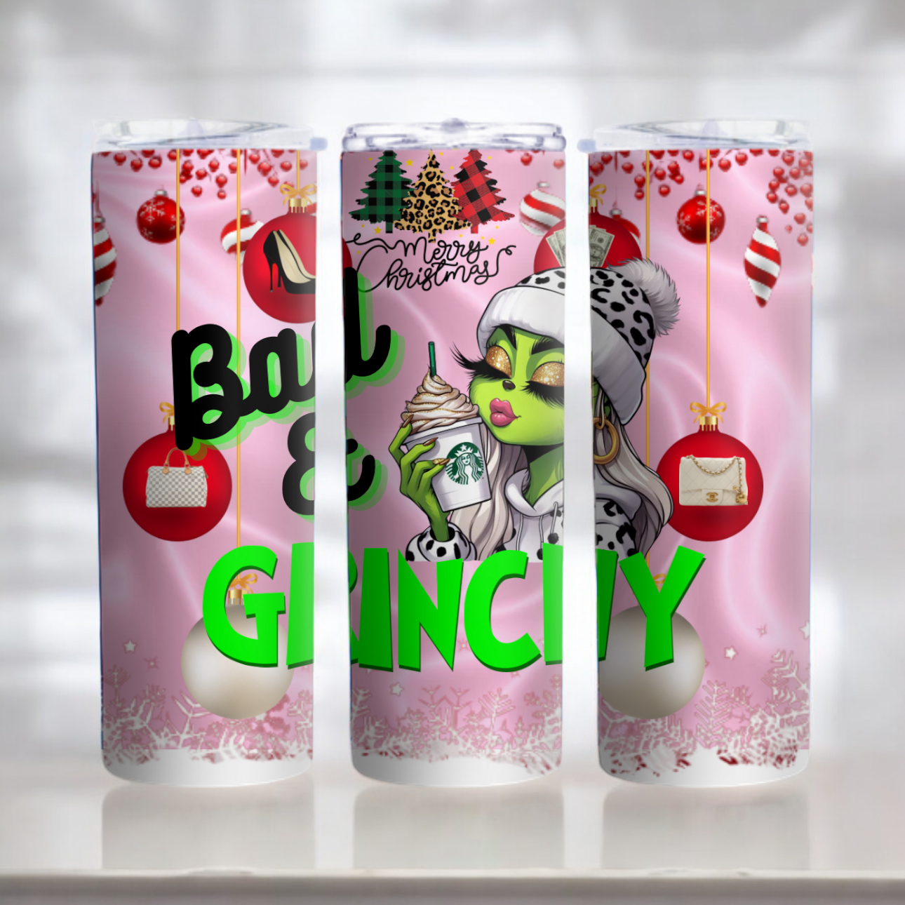 “Bad & Grinchy” 20oz Christmas Tumbler - Perfect Holiday Gift!