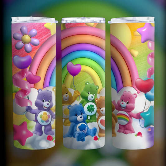 Personalizable Carebears Themed Skinny Tumbler 🌈