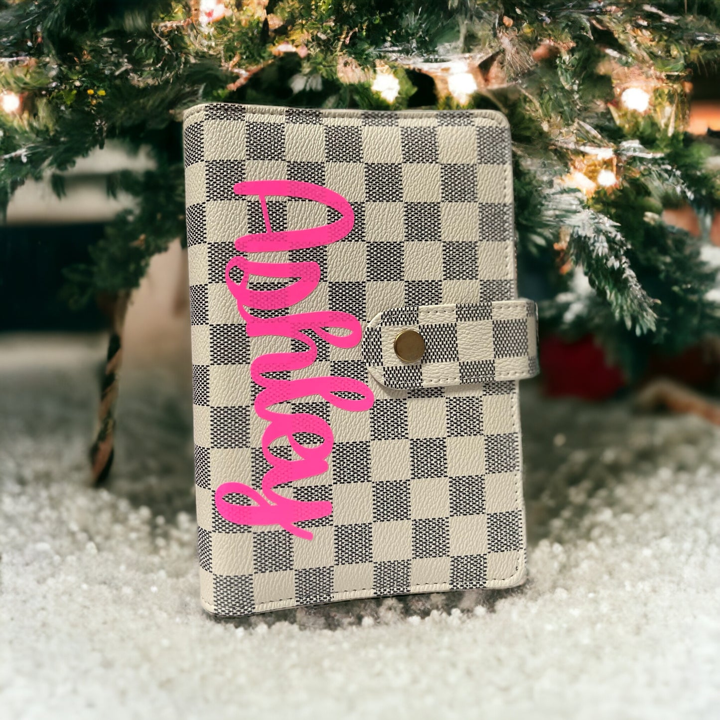 Luxury Checkered A6 Cash Stuffing System | Customizable Binder with 6 Budget Sheets & 6 Custom Cash Envelopes