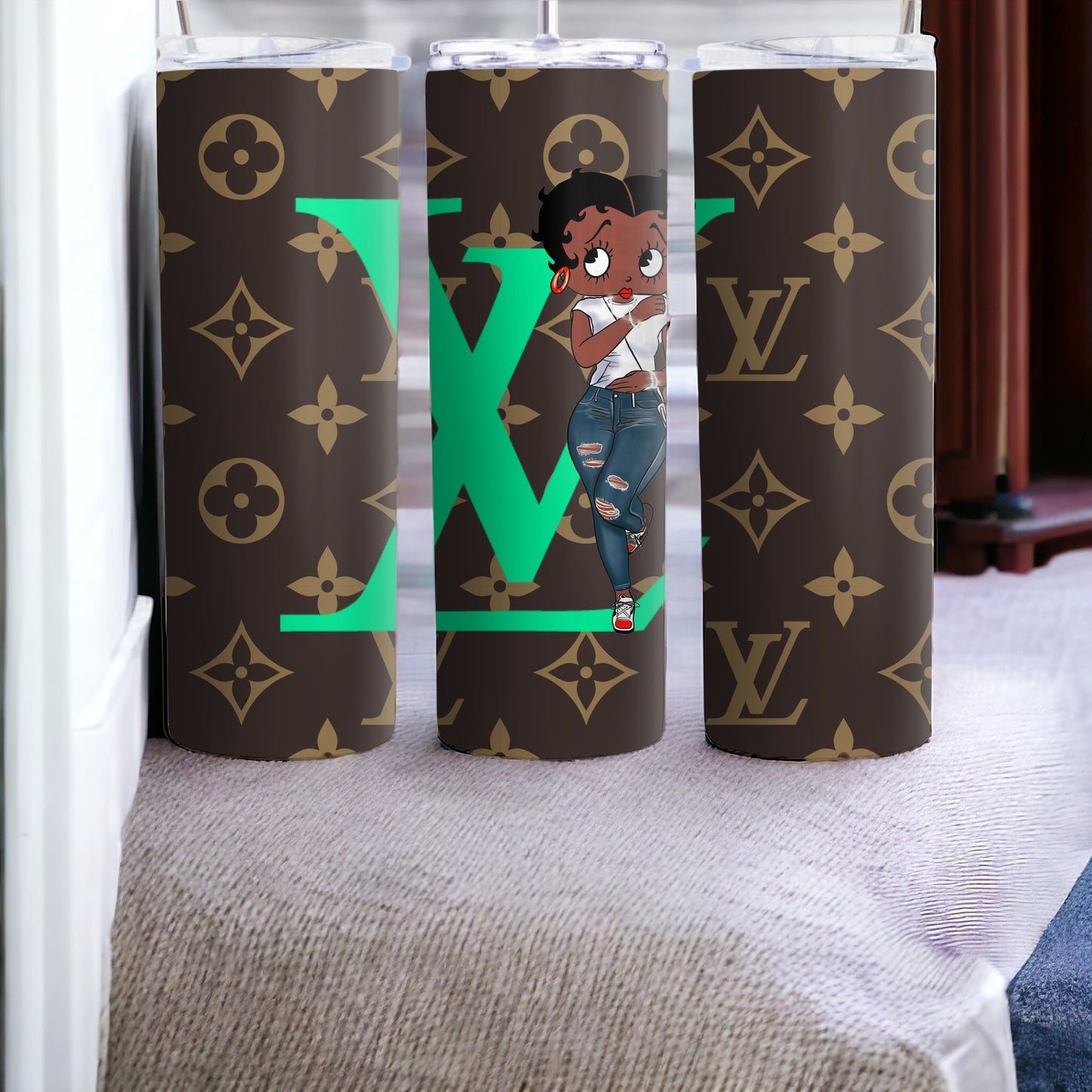 Designer Inspired, Luxury Tumbler, Tumbler 20oz Skinny, Skinny Tumbler 20oz ,Logo Tumbler, Fashion Brand Logo, Tumbler