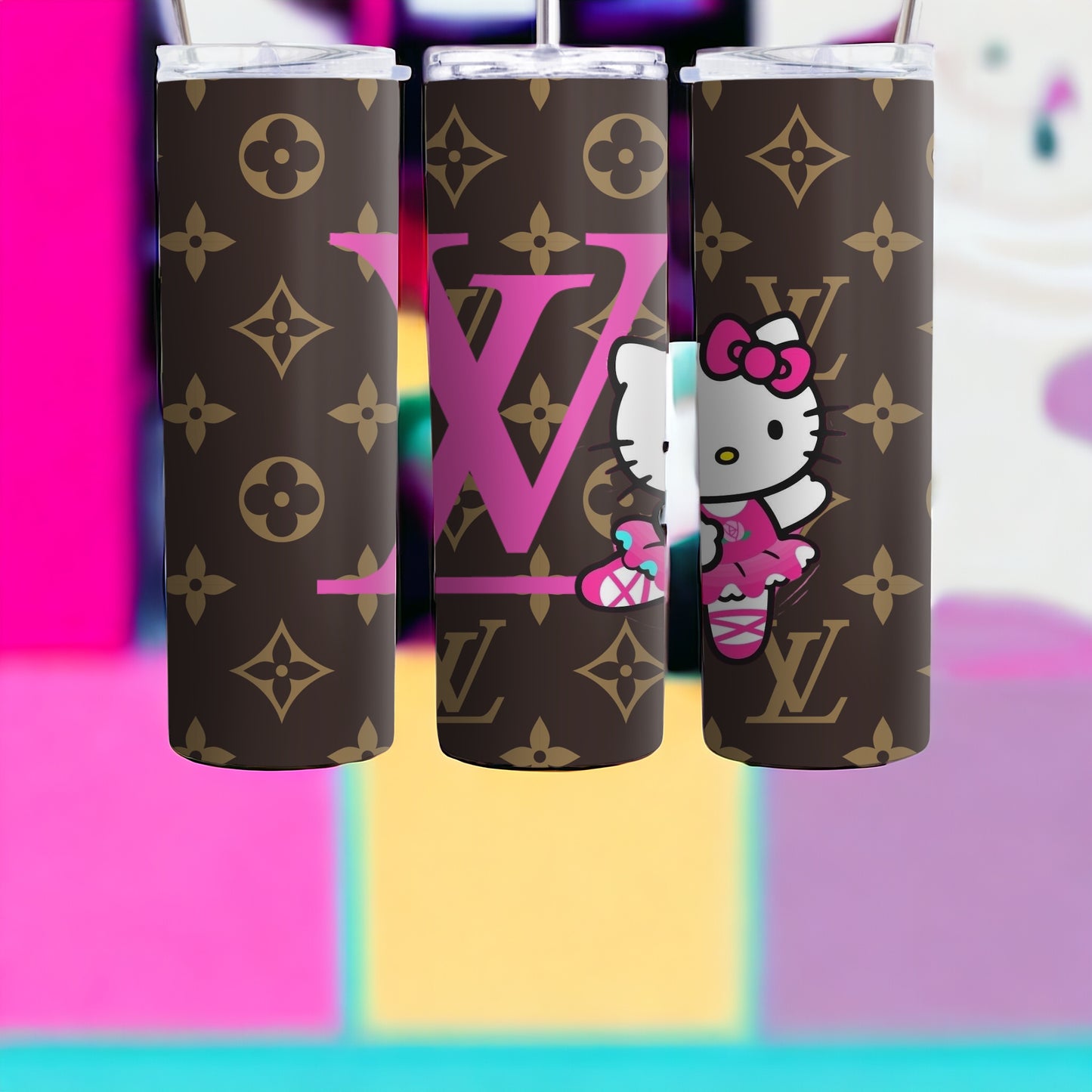 Hello Kitty Designer Inspired, Luxury Tumbler, Tumbler 20oz Skinny, Skinny Tumbler 20oz ,Logo Tumbler, Fashion Brand Logo, Tumbler