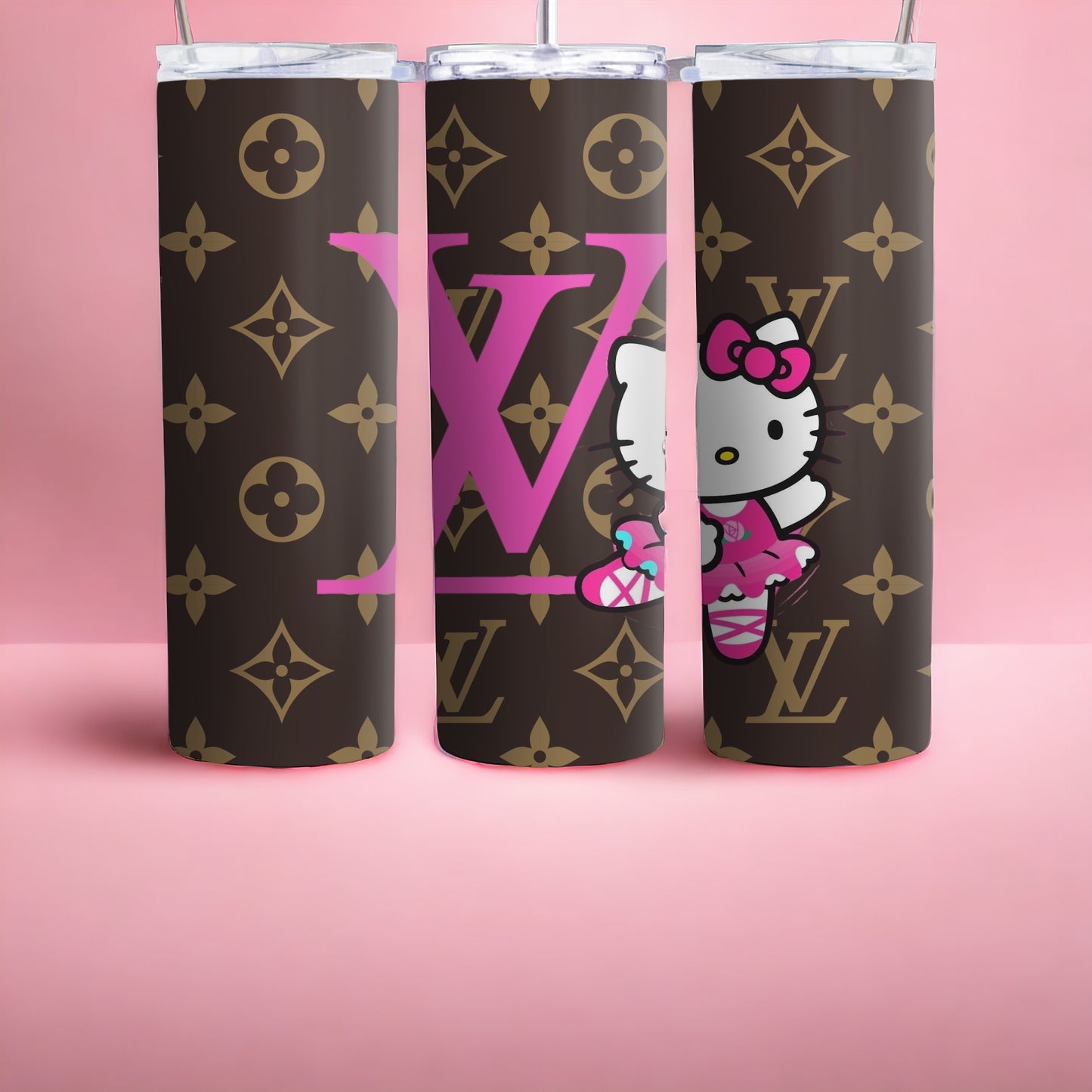 Hello Kitty Designer Inspired, Luxury Tumbler, Tumbler 20oz Skinny, Skinny Tumbler 20oz ,Logo Tumbler, Fashion Brand Logo, Tumbler