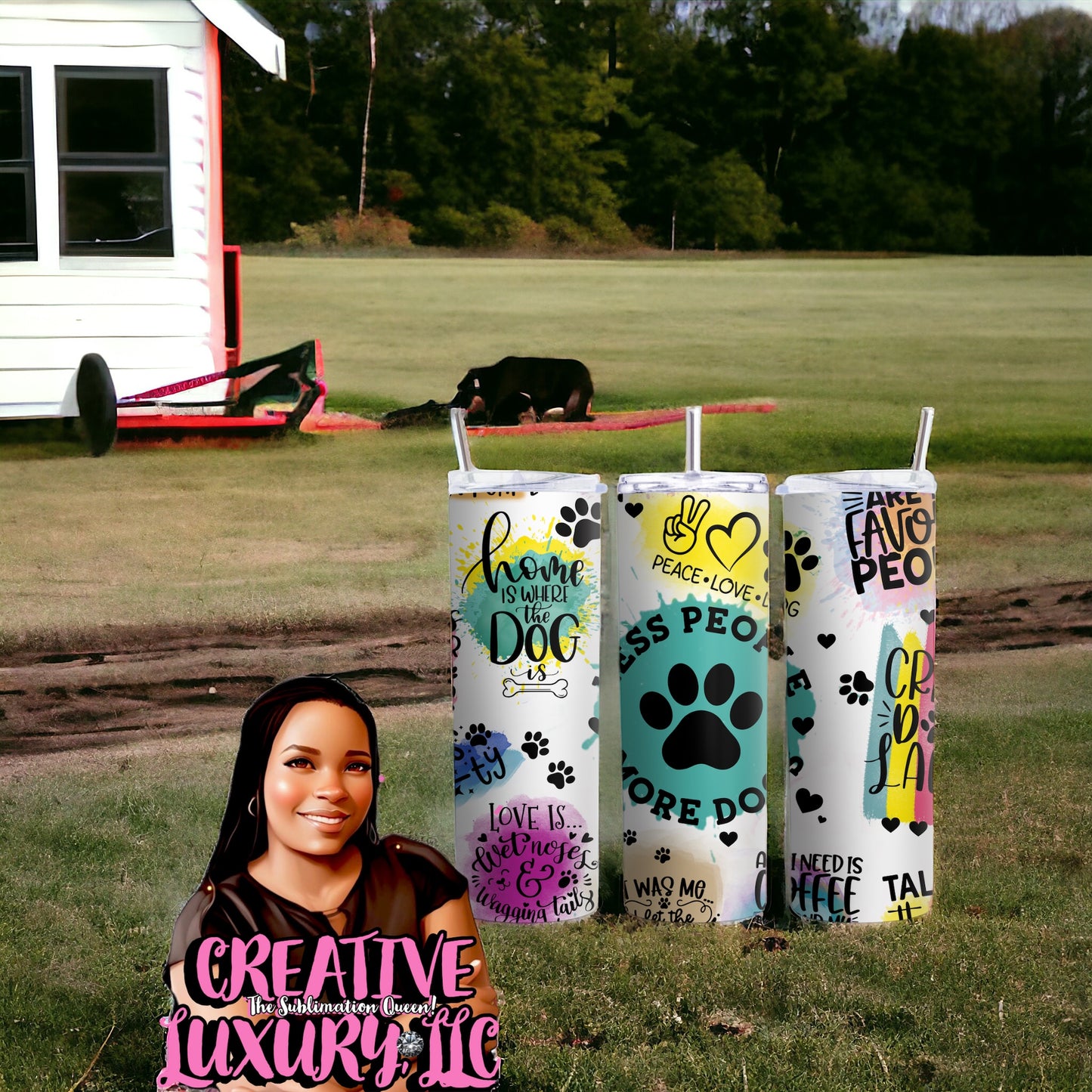 Vaso delgado de 20 oz con diseño de Puppy Love