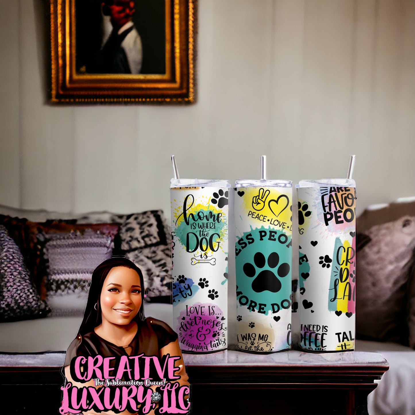 Vaso delgado de 20 oz con diseño de Puppy Love