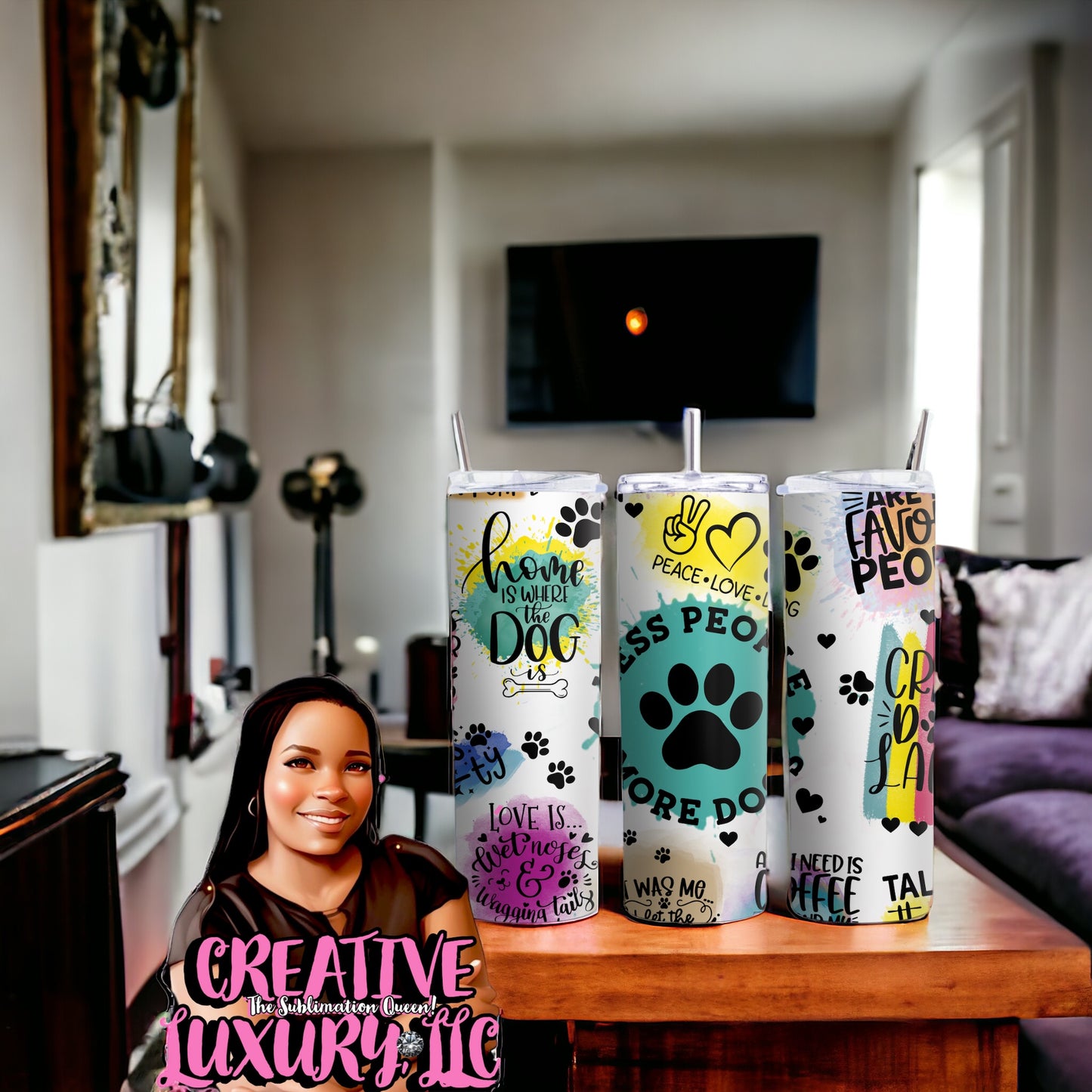 Vaso delgado de 20 oz con diseño de Puppy Love