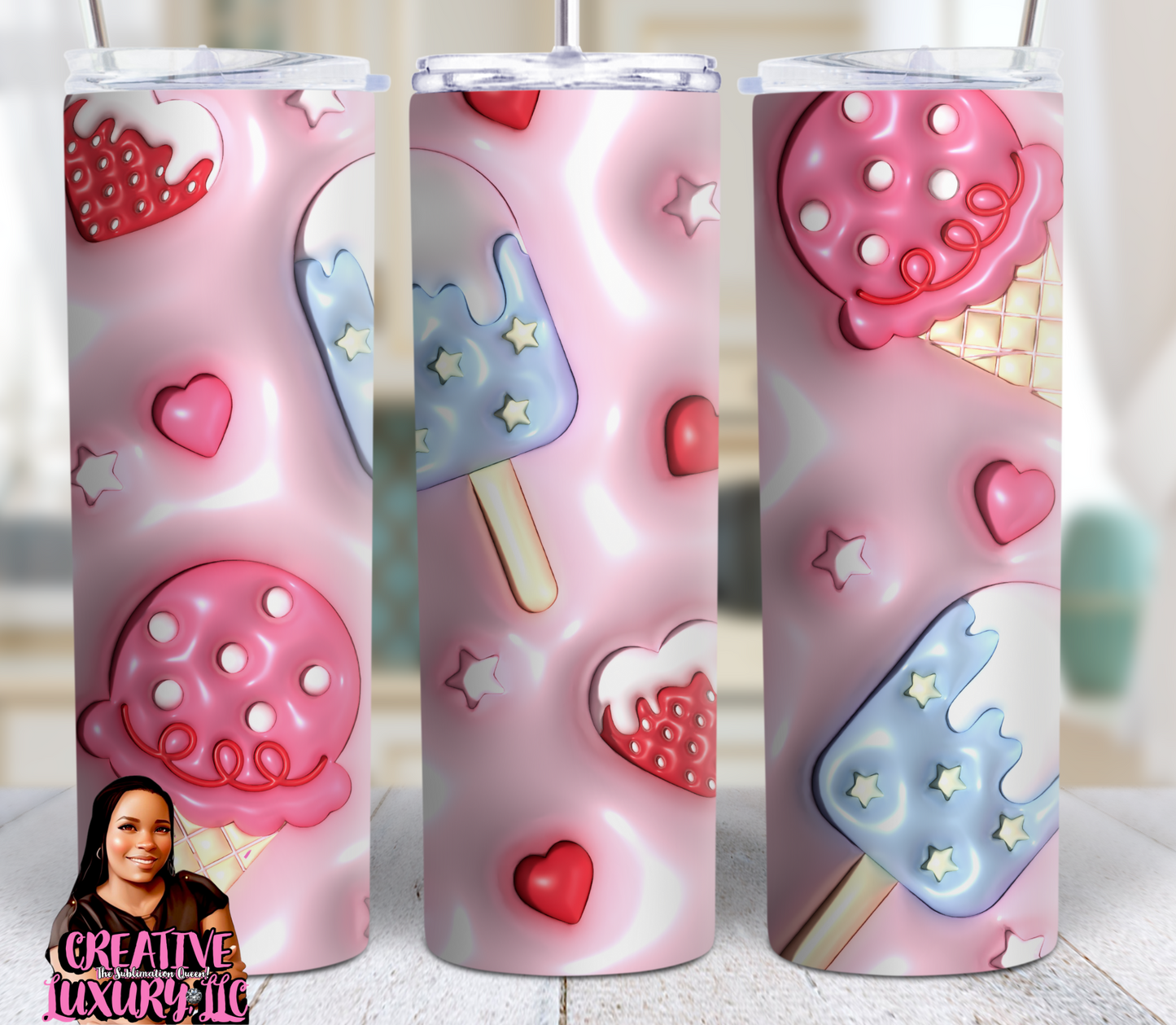 3D Puff Ice Cream 20 oz Skinny Tumbler