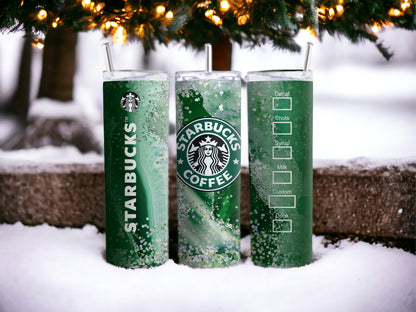 Green Starbucks Inspired 20 Oz Skinny Tumbler