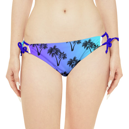 Conjunto de bikini con tiras y diseño de palmeras para él y para ella