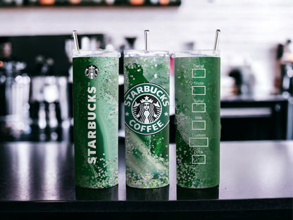 Green Starbucks Inspired 20 Oz Skinny Tumbler