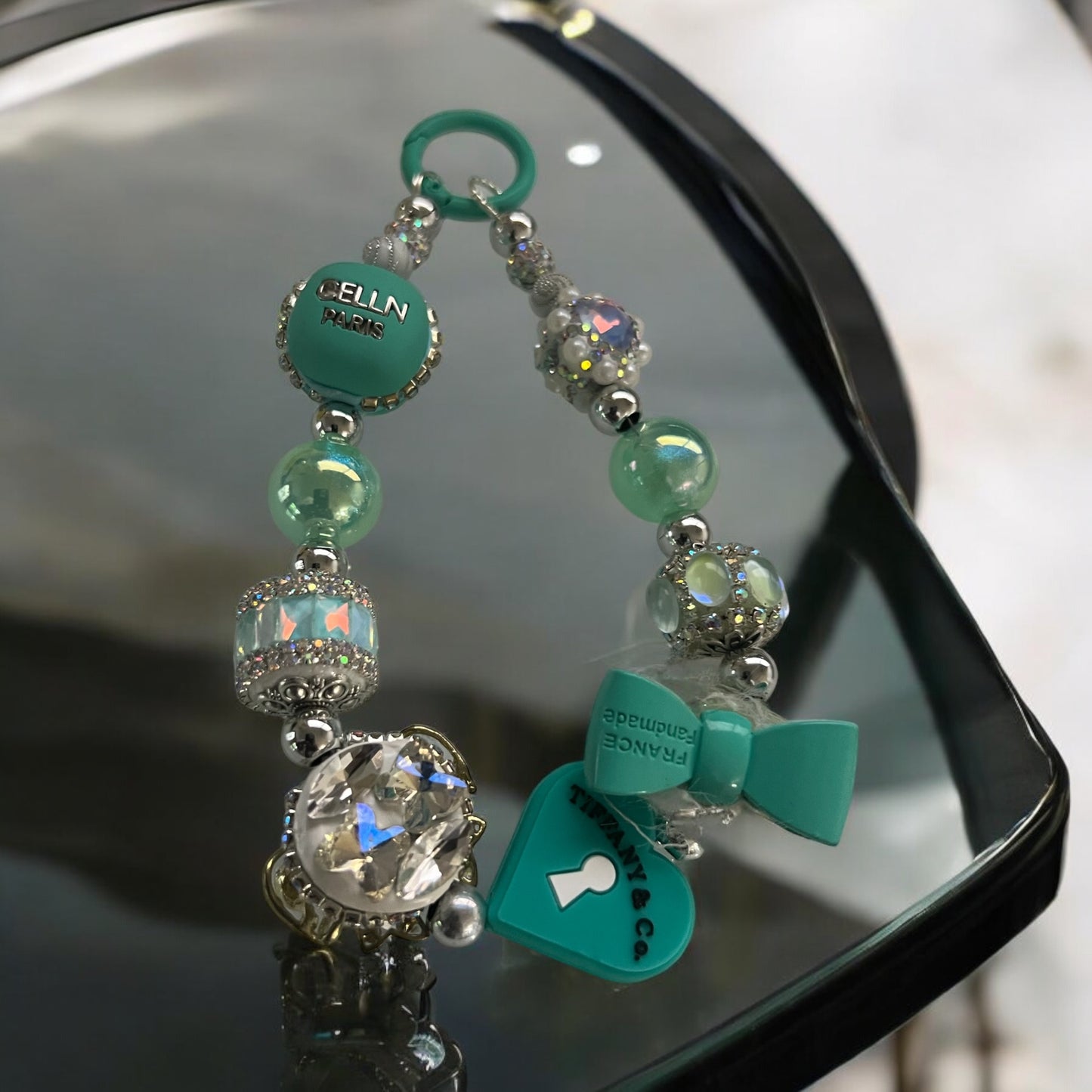 Llavero de pulsera inspirado en el diseño de Tiffany Blue