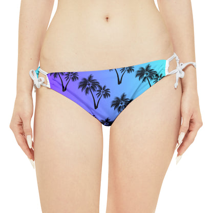 Conjunto de bikini con tiras y diseño de palmeras para él y para ella