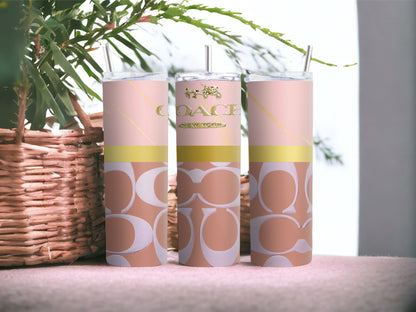 Luxury Tumbler, Tumbler 20oz Skinny ,Skinny Tumbler 20oz ,Logo Tumbler, Fashion Brand Logo, Tumbler