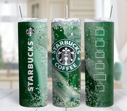 Green Starbucks Inspired 20 Oz Skinny Tumbler