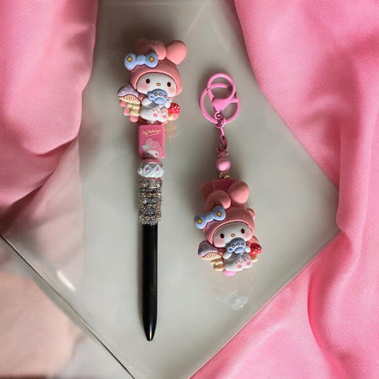 Matching My Melody Pen & Keychain Set