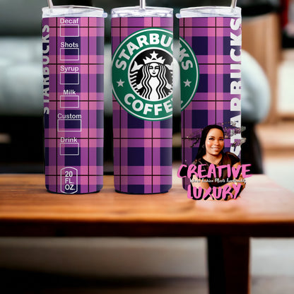 Pink Plaid Starbucks INSPIRED Skinny Tumbler