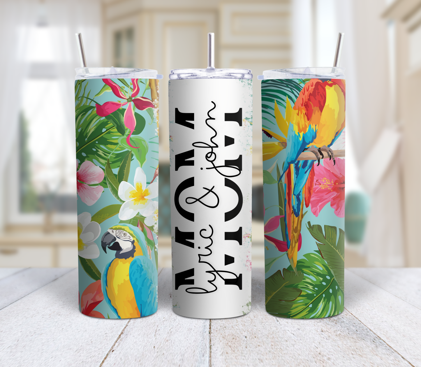 Tropical Parrot Paradise Personalized 20 0z Tumbler