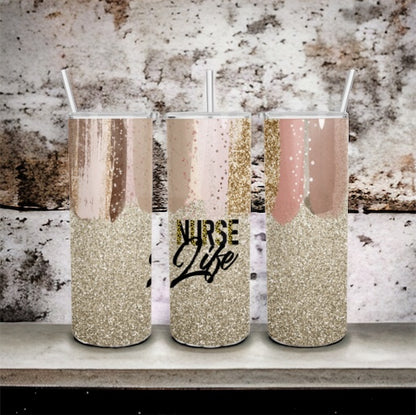 Rose Gold Shimmer 20 oz Skinny Tumbler