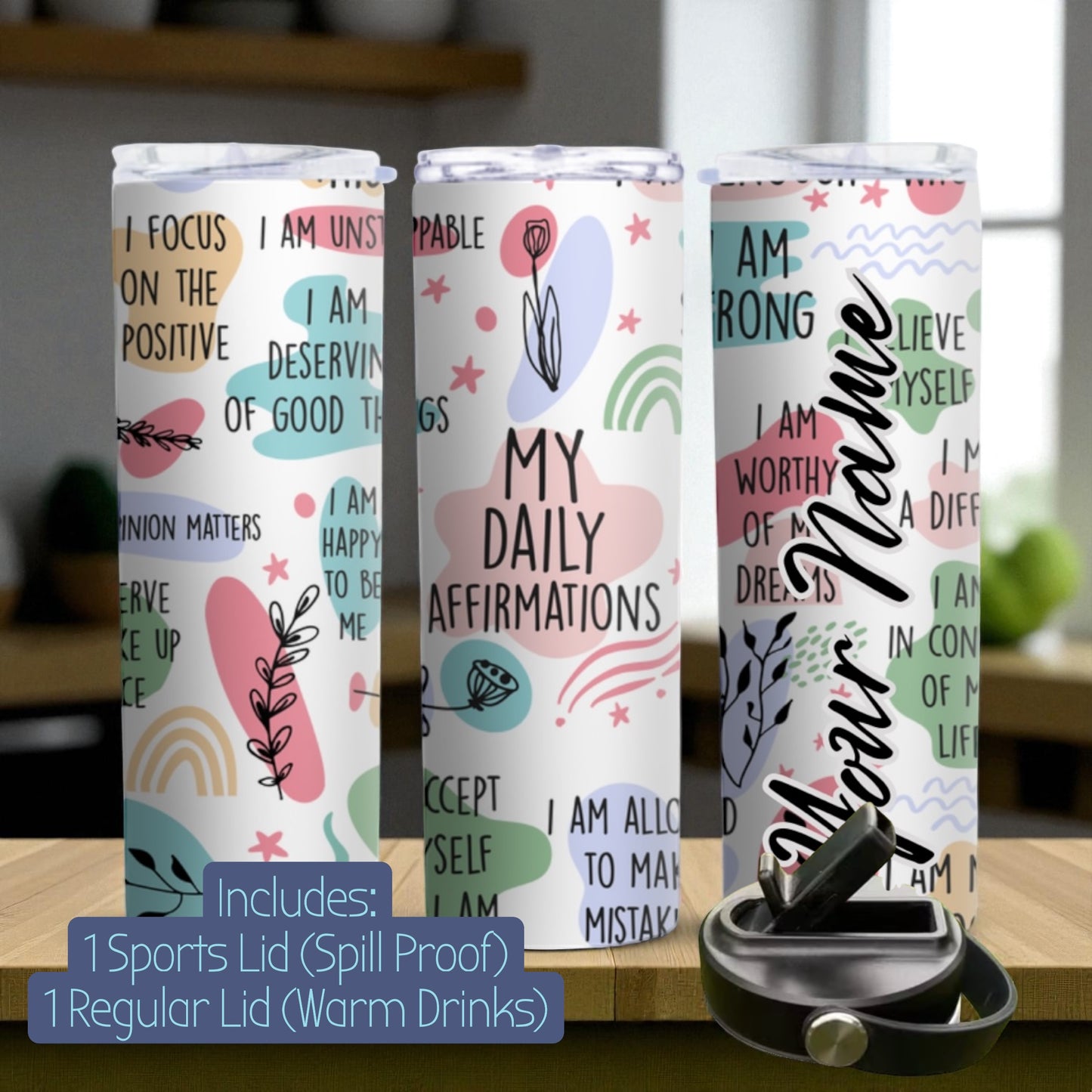✨ My Daily Affirmations Personalized Tumbler