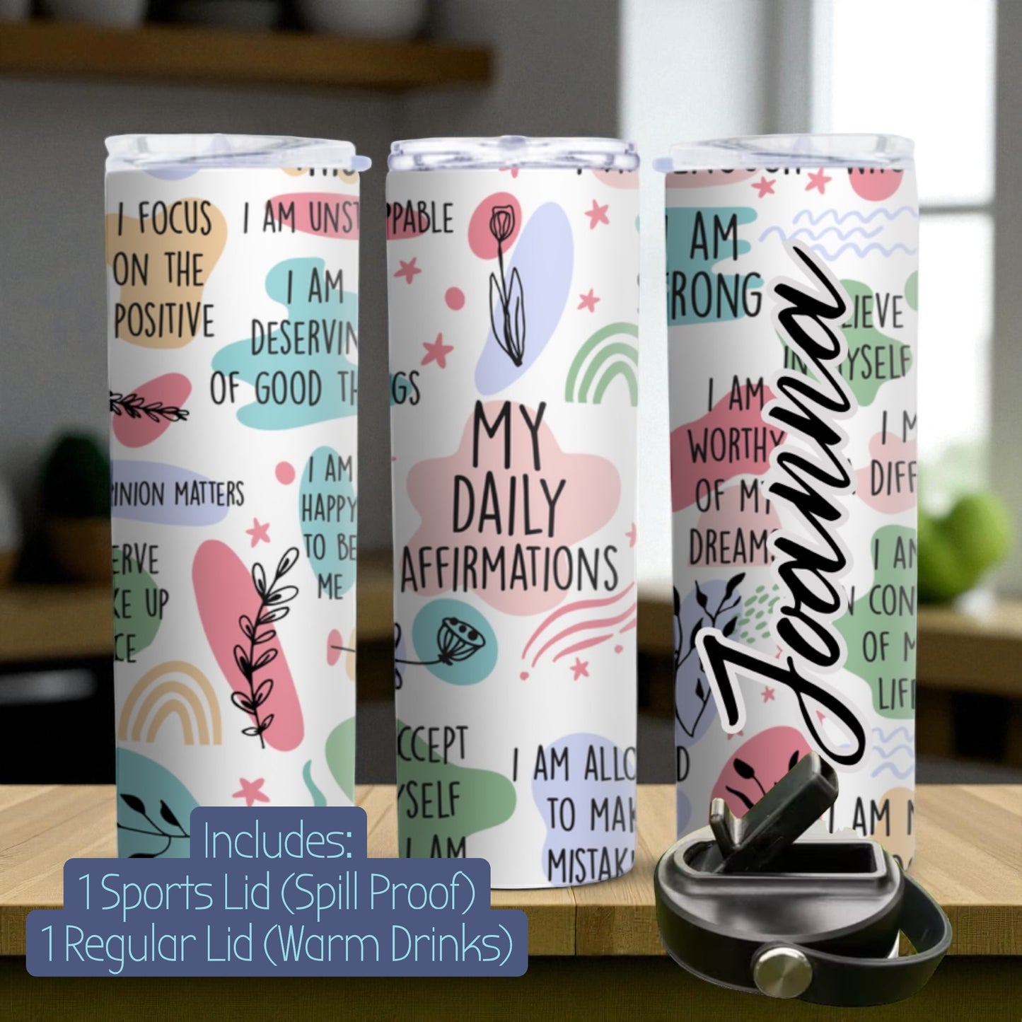 ✨ My Daily Affirmations Personalized Tumbler