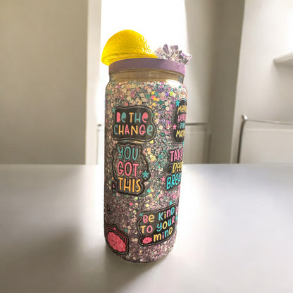 ✨ Affirmation Notebook + Glitter Snowglobe Tumbler Set ✨